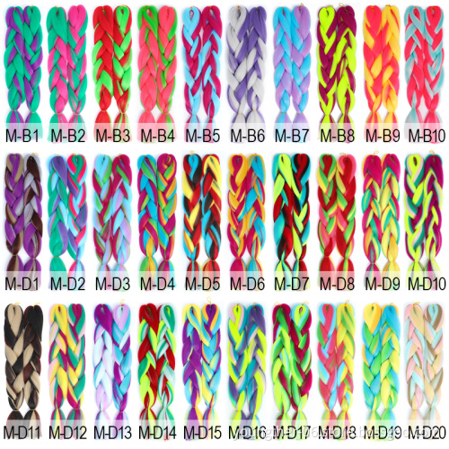Wholesale 100g Crochet Braids Hair 24 Inch Synthetic Colourful Hair Extensions For Woman